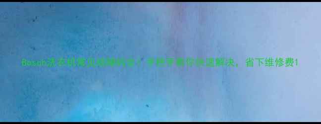 图片 Bosch洗衣机常见故障码全！手把手教你快速解决，省下维修费1