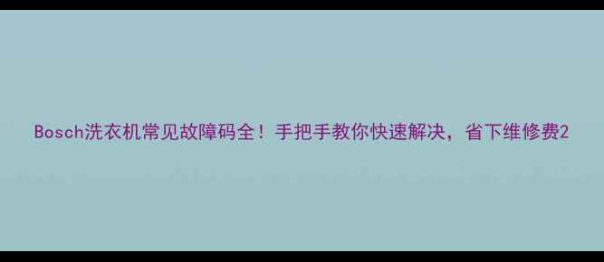 图片 Bosch洗衣机常见故障码全！手把手教你快速解决，省下维修费2