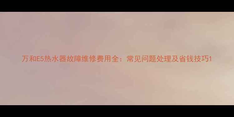 图片 万和E5热水器故障维修费用全：常见问题处理及省钱技巧1