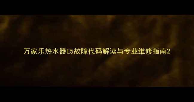 图片 万家乐热水器E5故障代码解读与专业维修指南2