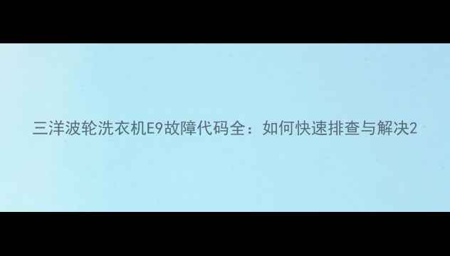 图片 三洋波轮洗衣机E9故障代码全：如何快速排查与解决2
