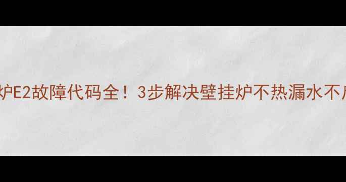 图片 博世壁挂炉E2故障代码全！3步解决壁挂炉不热漏水不启动问题1