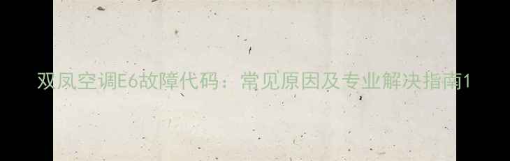 图片 双凤空调E6故障代码：常见原因及专业解决指南1