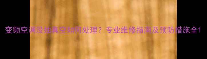 图片 变频空调没抽真空如何处理？专业维修指南及预防措施全1