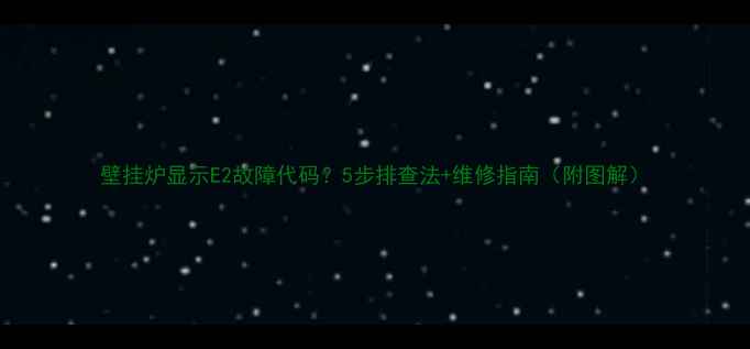 图片 壁挂炉显示E2故障代码？5步排查法+维修指南（附图解）