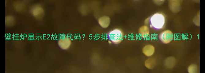 图片 壁挂炉显示E2故障代码？5步排查法+维修指南（附图解）1