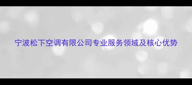 图片 宁波松下空调有限公司专业服务领域及核心优势