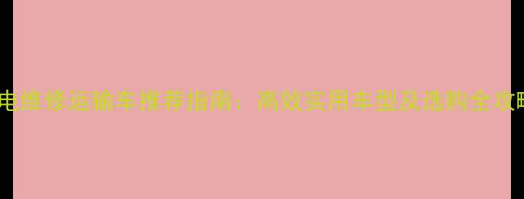 图片 家电维修运输车推荐指南：高效实用车型及选购全攻略2