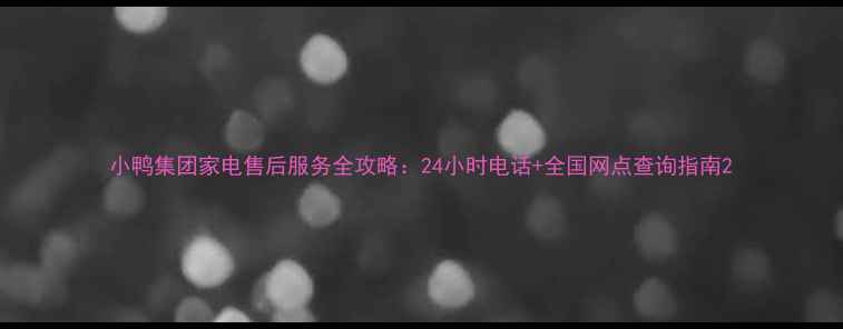 图片 小鸭集团家电售后服务全攻略：24小时电话+全国网点查询指南2