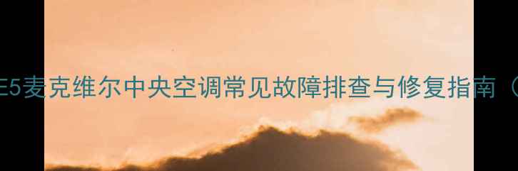 图片 故障代码E5麦克维尔中央空调常见故障排查与修复指南（最新版）