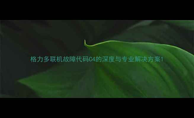 图片 格力多联机故障代码C4的深度与专业解决方案1