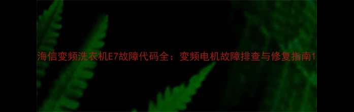 图片 海信变频洗衣机E7故障代码全：变频电机故障排查与修复指南1
