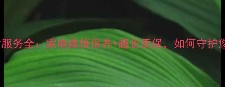 图片 海尔售后24小时服务全：家电维修保养+超长质保，如何守护您的居家生活？2