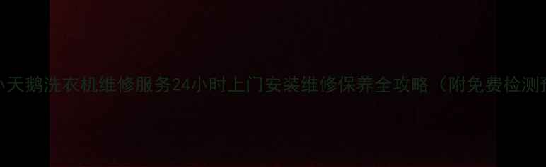 图片 湘潭本地小天鹅洗衣机维修服务24小时上门安装维修保养全攻略（附免费检测预约入口）