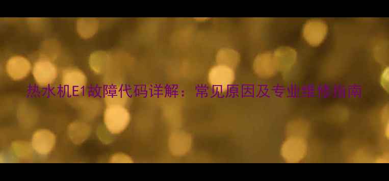 图片 热水机E1故障代码详解：常见原因及专业维修指南