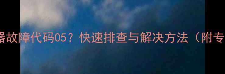图片 燃气热水器故障代码05？快速排查与解决方法（附专业指南）2