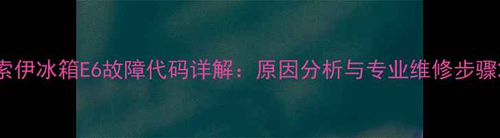 图片 索伊冰箱E6故障代码详解：原因分析与专业维修步骤2