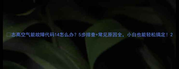 图片 🔥志高空气能故障代码14怎么办？5步排查+常见原因全，小白也能轻松搞定！2
