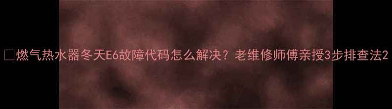 图片 🔥燃气热水器冬天E6故障代码怎么解决？老维修师傅亲授3步排查法2
